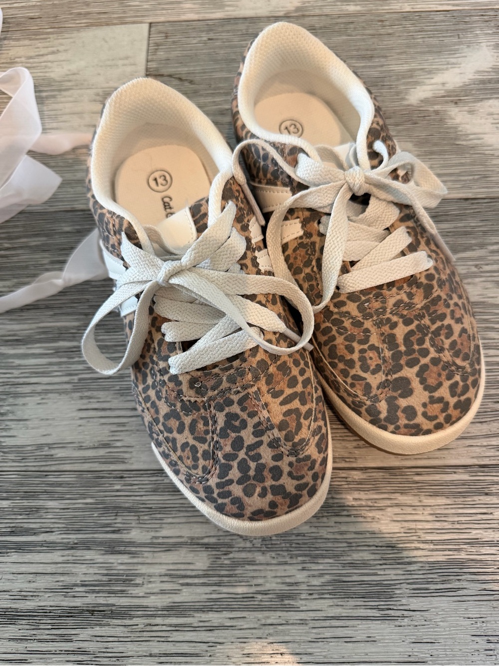 Cat & Jack Girls Leopard Print Sneakers in Tan and Black